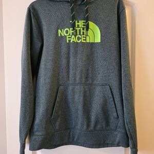The North Face Men's Green Hoodie with Neon Green Logo